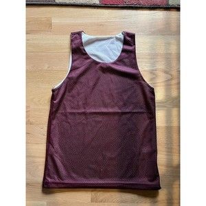NEW Mens Reversible Mesh Lacrosse Pinnie/Jersey Tank Top Red/White -Small S
